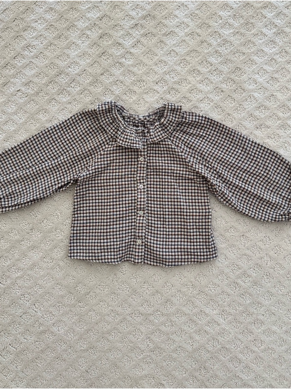 Zara Girls Plaid Ruffle-Collar Button Blouse - 3T - Picture 3 of 7